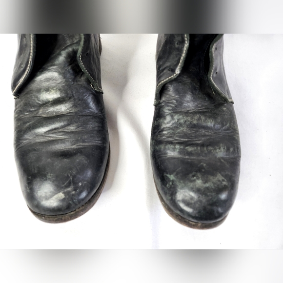Lace Up Black Leather Boots Handmade Craftsmanship Vintage? Biker Men's 8.5 - Picture 3 of 9